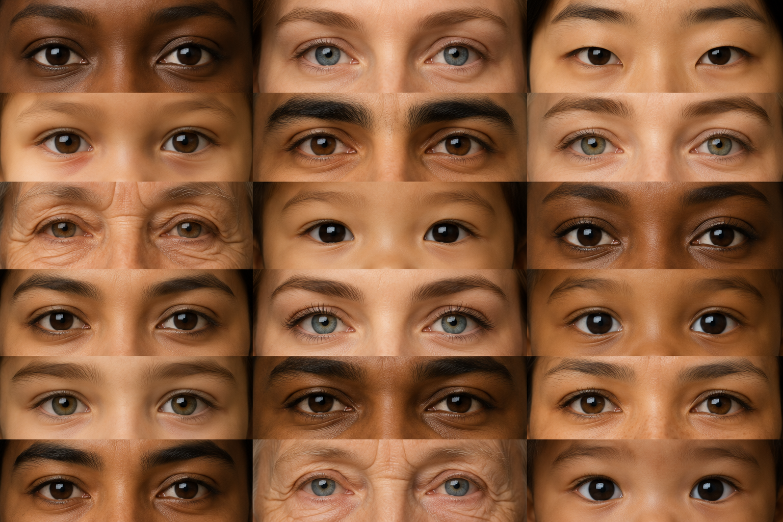 A grid of eyes from many different people meeting your gaze